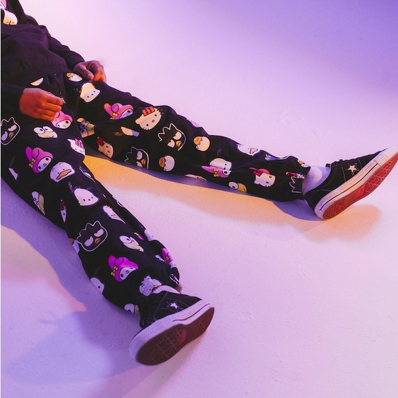 The Hundreds Sanrio Hello Kitty Badtz-Maru My Melody Black Sweatpants sz. L - Picture 10 of 10